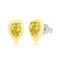 Fashion Water Droplets Heart Shape Sterling Silver Enamel Zircon Ear Studs 1 Pair sku image 19