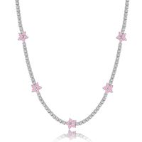 Mode Fleur Argent Sterling Placage Zircon Collier sku image 4