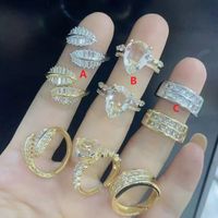 Fashion Water Droplets Copper Plating Inlay Zircon Rings 1 Piece main image 3