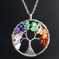 Fashion Tree Heart Shape Natural Stone Copper Plating Pendant Necklace 1 Piece sku image 6