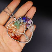 Fashion Tree Heart Shape Natural Stone Copper Plating Pendant Necklace 1 Piece main image 3