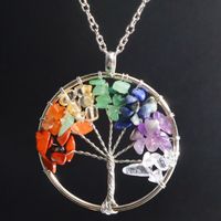 Fashion Tree Heart Shape Natural Stone Copper Plating Pendant Necklace 1 Piece sku image 3