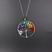 Fashion Tree Heart Shape Natural Stone Copper Plating Pendant Necklace 1 Piece sku image 1