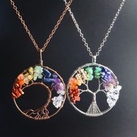 Fashion Tree Heart Shape Natural Stone Copper Plating Pendant Necklace 1 Piece main image 1