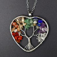 Fashion Tree Heart Shape Natural Stone Copper Plating Pendant Necklace 1 Piece sku image 7