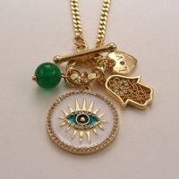 Fashion Devil's Eye Copper Inlay Zircon Pendant Necklace 1 Piece sku image 3