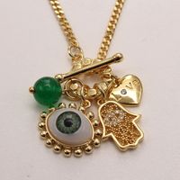 Fashion Devil's Eye Copper Inlay Zircon Pendant Necklace 1 Piece sku image 1