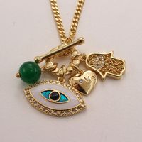 Fashion Devil's Eye Copper Inlay Zircon Pendant Necklace 1 Piece sku image 2