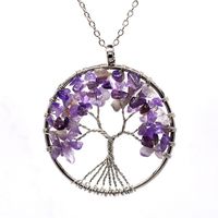 Fashion Tree Natural Stone Plating Pendant Necklace 1 Piece sku image 3