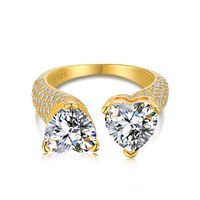 Fashion Heart Shape Sterling Silver Plating Zircon Open Ring sku image 5
