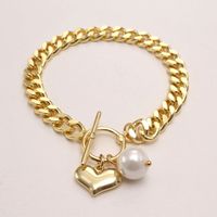 Fashion Heart Shape Copper Inlay Zircon Women's Bracelets Necklace 1 Piece 1 Set sku image 3