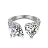 Fashion Heart Shape Sterling Silver Plating Zircon Open Ring sku image 6