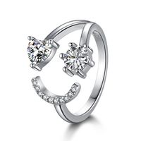 Fashion Heart Shape Sterling Silver Plating Zircon Open Ring sku image 4