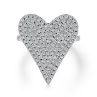 Fashion Heart Shape Sterling Silver Plating Zircon Open Ring main image 3