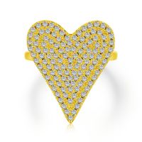 Fashion Heart Shape Sterling Silver Plating Zircon Open Ring sku image 7