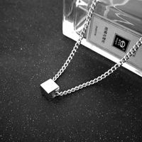 Simple Style Square Titanium Steel Polishing Chain Unisex Pendant Necklace 1 Piece sku image 1