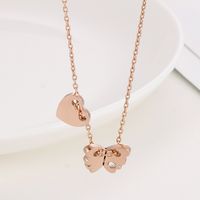 Sweet Heart Shape Butterfly Stainless Steel Plating Rhinestones Necklace 1 Piece main image 2