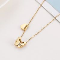 Sweet Heart Shape Butterfly Stainless Steel Plating Rhinestones Necklace 1 Piece main image 1