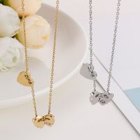 Sweet Heart Shape Butterfly Stainless Steel Plating Rhinestones Necklace 1 Piece main image 6
