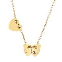Sweet Heart Shape Butterfly Stainless Steel Plating Rhinestones Necklace 1 Piece sku image 2