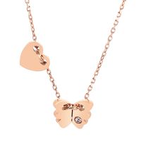 Sweet Heart Shape Butterfly Stainless Steel Plating Rhinestones Necklace 1 Piece sku image 3