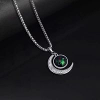 Fashion Constellation Moon Stainless Steel Inlay Acrylic Pendant Necklace 1 Piece sku image 3