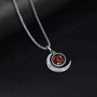 Fashion Constellation Moon Stainless Steel Inlay Acrylic Pendant Necklace 1 Piece sku image 5