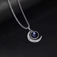 Fashion Constellation Moon Stainless Steel Inlay Acrylic Pendant Necklace 1 Piece sku image 8