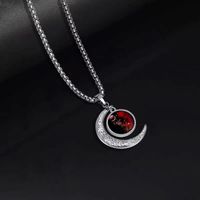 Fashion Constellation Moon Stainless Steel Inlay Acrylic Pendant Necklace 1 Piece sku image 1