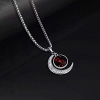Fashion Constellation Moon Stainless Steel Inlay Acrylic Pendant Necklace 1 Piece sku image 9