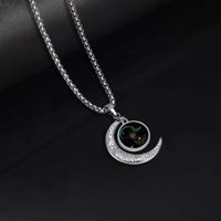 Fashion Constellation Moon Stainless Steel Inlay Acrylic Pendant Necklace 1 Piece sku image 10