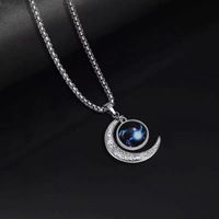 Fashion Constellation Moon Stainless Steel Inlay Acrylic Pendant Necklace 1 Piece sku image 12