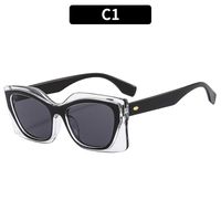 Fashion Solid Color Ac Cat Eye Full Frame Women's Sunglasses sku image 1