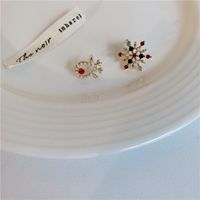 Fashion Snowflake Elk Copper Inlay Artificial Pearls Rhinestones Ear Studs 1 Pair sku image 3