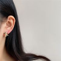 Fashion Snowflake Elk Copper Inlay Artificial Pearls Rhinestones Ear Studs 1 Pair main image 3