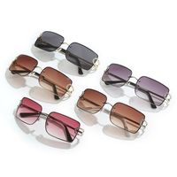 Retro Geometric Pc Square Diamond Frameless Women's Sunglasses main image 4