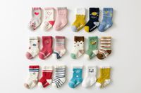Kid's Cute Round Dots Stripe Solid Color Cotton Handmade Crew Socks 2 Pieces main image 1