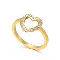 Simple Style Heart Shape Stainless Steel Plating Rhinestones Rings 1 Piece sku image 5