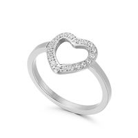 Simple Style Heart Shape Stainless Steel Plating Rhinestones Rings 1 Piece sku image 1