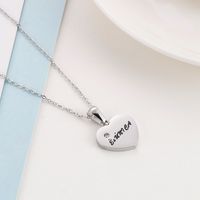 Fashion Heart Shape Titanium Steel Plating Rhinestones Pendant Necklace 1 Piece main image 4