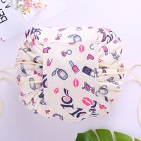 Women's Medium All Seasons Polyester Letter Flamingo Unicorn Fashion Round String Cosmetic Bag sku image 6