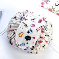 Women's Medium All Seasons Polyester Letter Flamingo Unicorn Fashion Round String Cosmetic Bag sku image 7