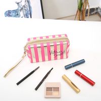 Women's Small All Seasons Pu Leather Stripe Fashion Square Zipper Cosmetic Bag main image 5