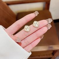 1 Pair Fashion Heart Shape Butterfly Bow Knot Inlay Imitation Pearl Alloy Rhinestones Earrings sku image 113