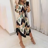Women's A-line Skirt Fashion Turndown Printing Long Sleeve Solid Color Butterfly Maxi Long Dress Daily main image 3