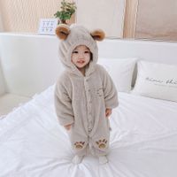 Casual Solid Color Button Polyester Baby Rompers main image 5