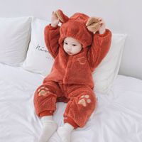 Casual Solid Color Button Polyester Baby Rompers main image 3