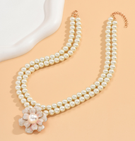 Fashion Flower Alloy Pearl Beaded Women's Necklace 1 Piece main image 3