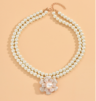 Fashion Flower Alloy Pearl Beaded Women's Necklace 1 Piece main image 2