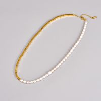 Mode Geometrisch Titan Stahl Vergoldet Perle Halskette 1 Stück main image 2